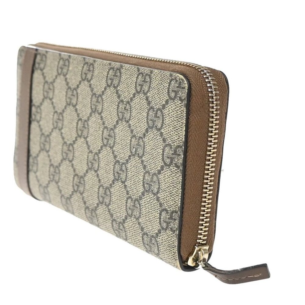 GUCCI GG Pattern Zip Around Long Wallet Supreme Leather Brown - Picture 3 of 7